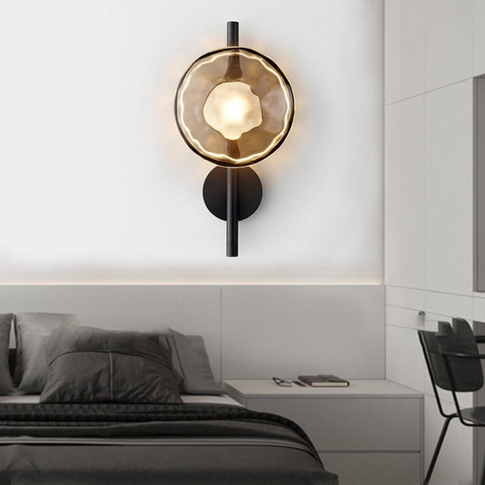 Round Glass Shell Design Background Wall Bedroom Bedside Wall Lamp Study Ceiling Lights