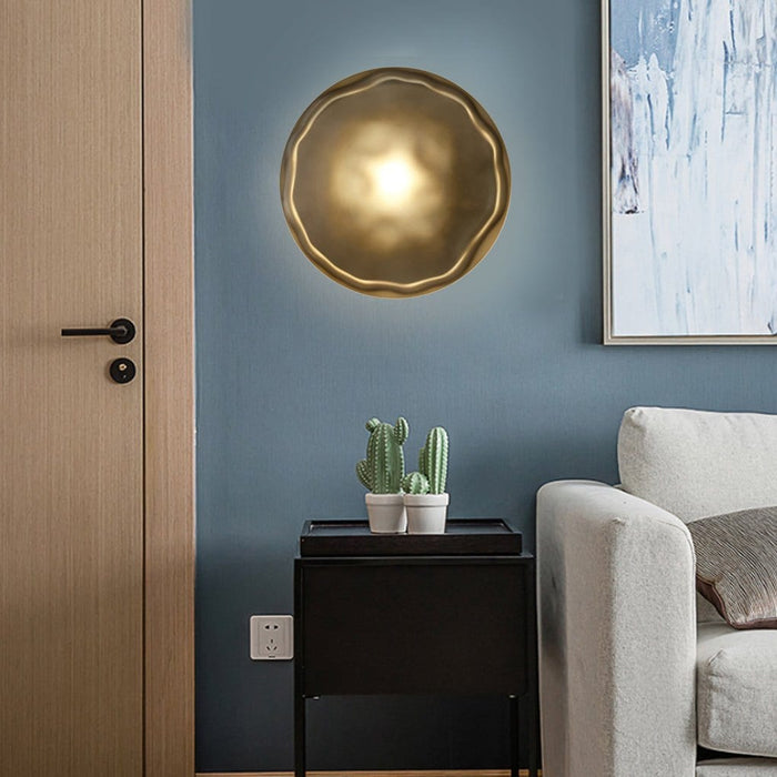Round Glass Shell Design Background Wall Bedroom Bedside Wall Lamp Study Ceiling Lights