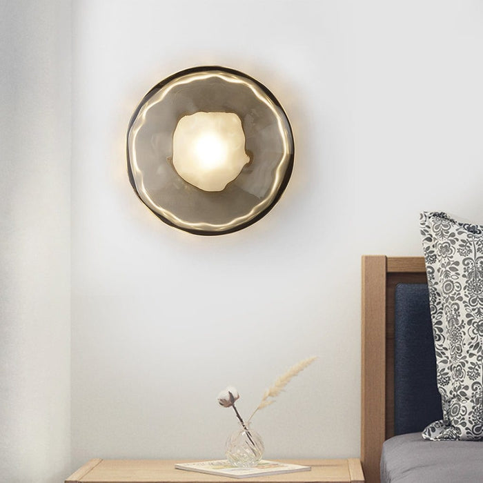 Round Glass Shell Design Background Wall Bedroom Bedside Wall Lamp Study Ceiling Lights