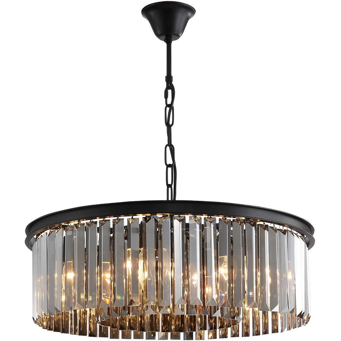 Crystal Chandelier, Round Metal, Statement Piece for Dining Room/Living Room/Foyer