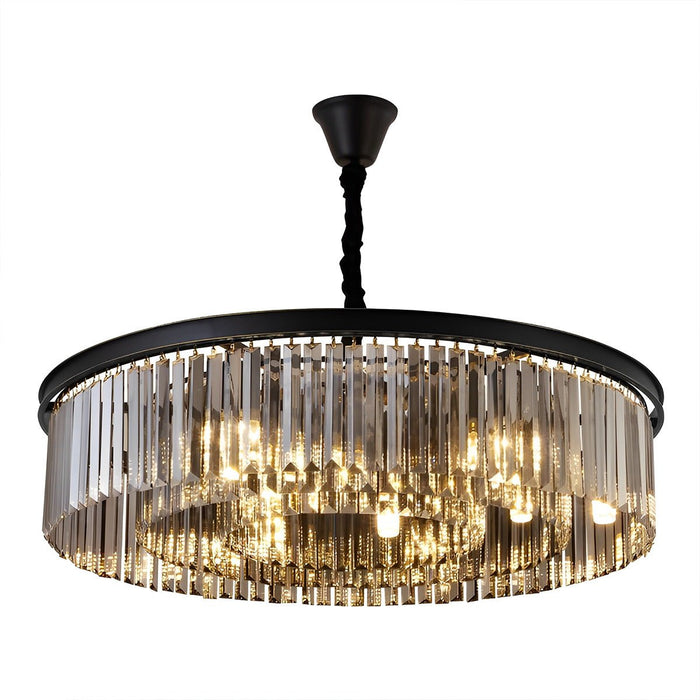 Crystal Chandelier, Round Metal, Statement Piece for Dining Room/Living Room/Foyer