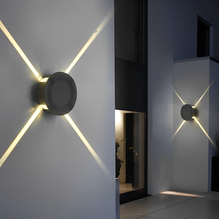Waterproof LED Wall Sconce, 12W Modern Outdoor/Indoor Lighting, 3000K Warm White, Cross Star Light Pattern