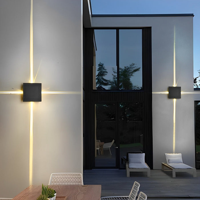 Waterproof LED Wall Sconce, 12W Modern Outdoor/Indoor Lighting, 3000K Warm White, Cross Star Light Pattern