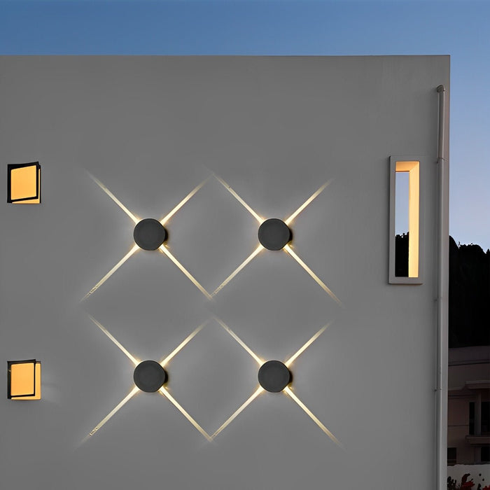 Waterproof LED Wall Sconce, 12W Modern Outdoor/Indoor Lighting, 3000K Warm White, Cross Star Light Pattern