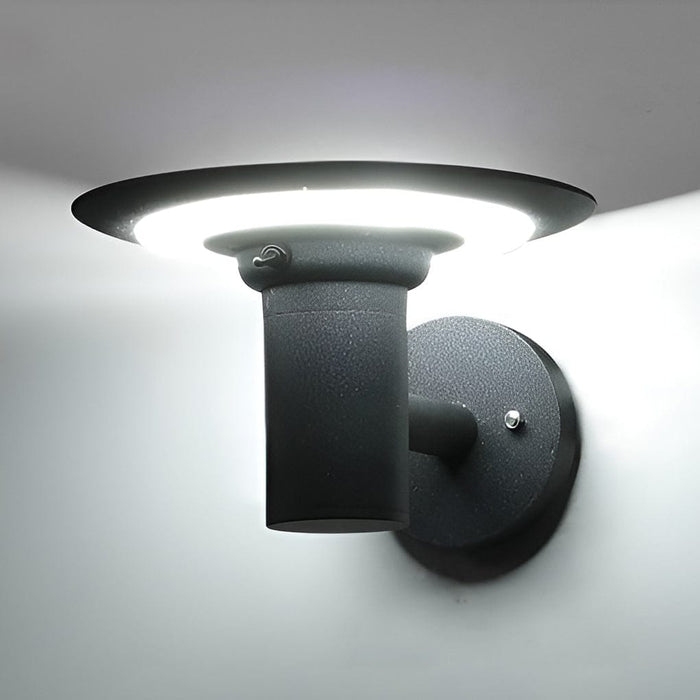 Round UFO-shaped LED Waterproof Solar Modern Outdoor Sconces Wall Lamp