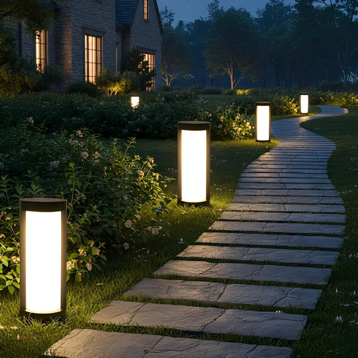 Hardwired LED Round Pathway Light, Modern Waterproof Wall Sconce for Garden/Patio/Yard