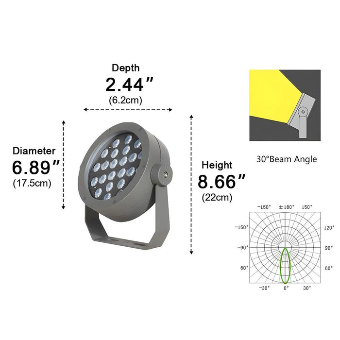 Outdoor LED Spot Light, Waterproof IP65, Adjustable Beam, Durable Aluminum, Landscape/Architectural Accent for Garden/Yard/Building Exterior
