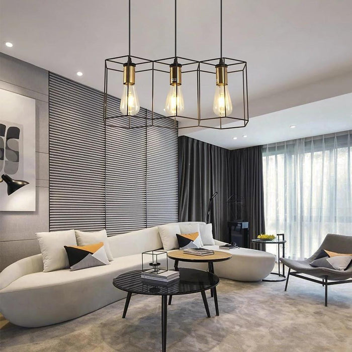 5 or 3 Light Metal Square Line LED Nordic Pendant Lighting Kitchen Island Lighting