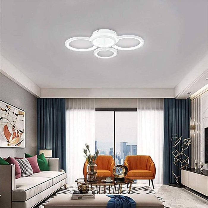 White/Black Acrylic Overlapping Rings LED Semi Flush Mount Ceiling Light