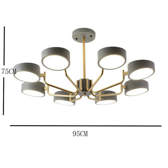 8-Light Tasking Chandelier - Fixed 24'' Height. 3000K-5400K