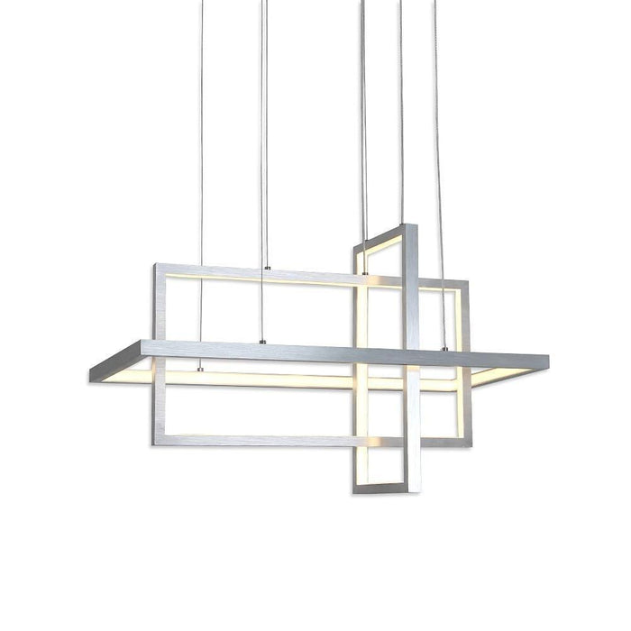 33'' Three-Part Futuristic Square Rectangular Hybrid Aluminum Chandelier with Capable Ambient Lights