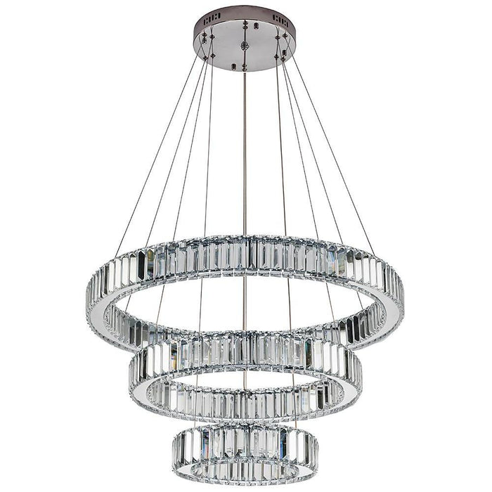 Chrome Crystal 3-Tier Pendant Light Modern Chandelier