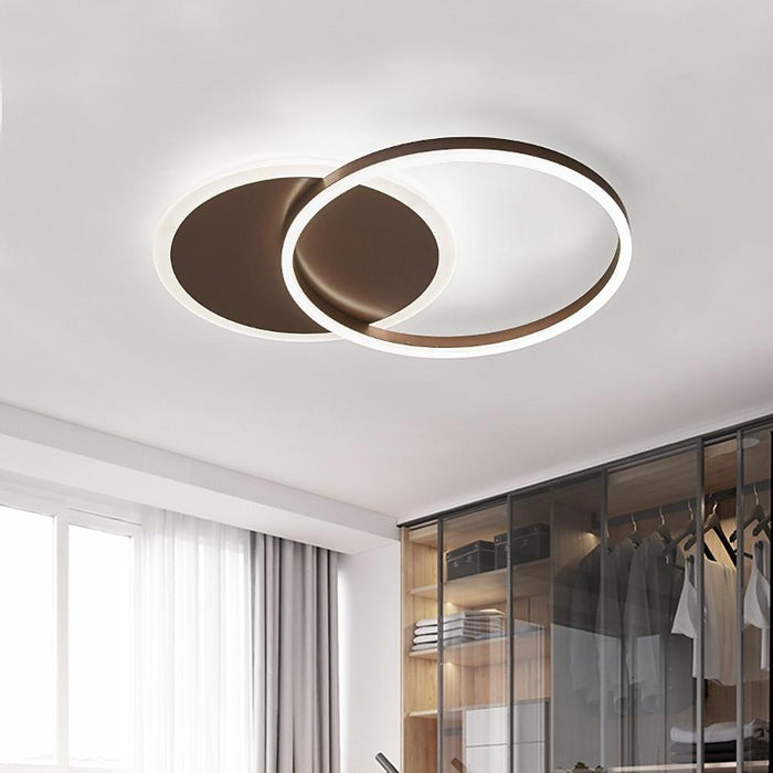 22'' Ambient LED Light Two Ringed Flush Mount Ceiling Light with Bulb