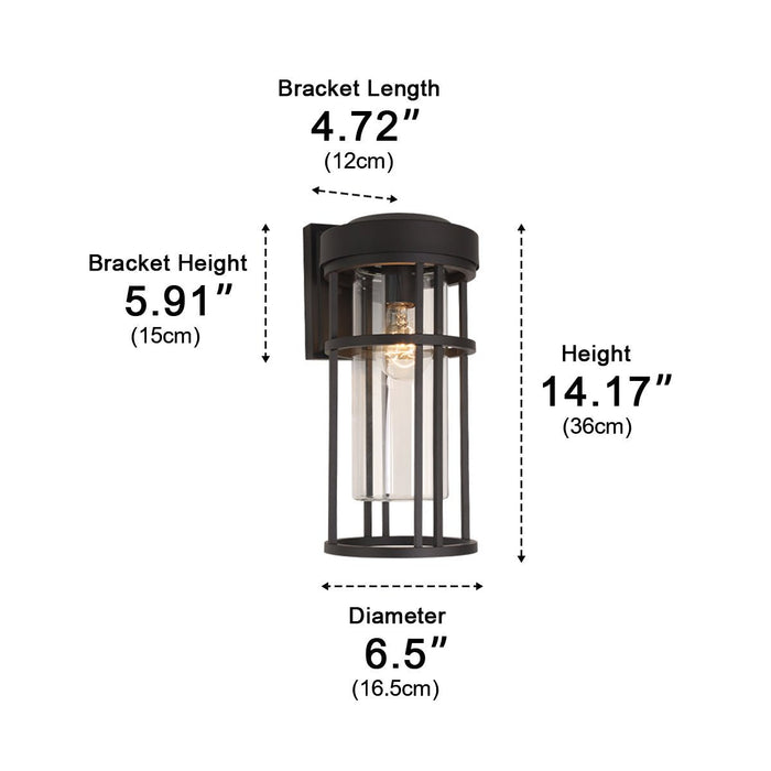 Modern Cylinder Outdoor Wall Sconce, Waterproof LED Porch/Yard Light, Die-cast Aluminum, 3000K Warm White