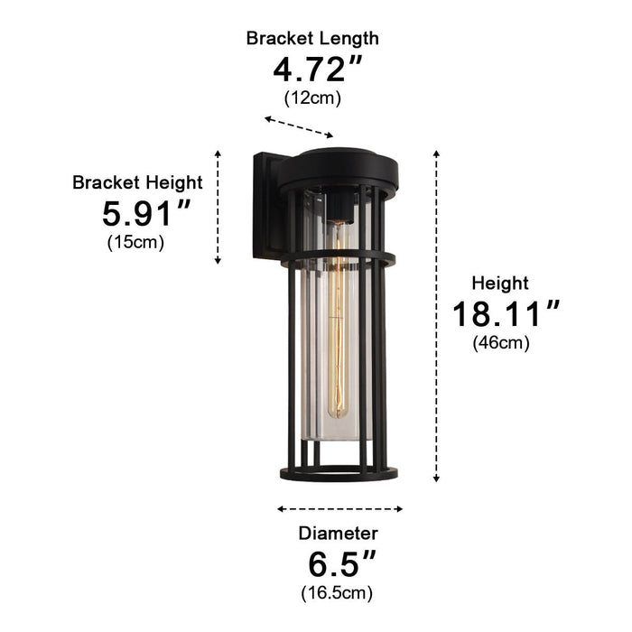 Modern Cylinder Outdoor Wall Sconce, Waterproof LED Porch/Yard Light, Die-cast Aluminum, 3000K Warm White
