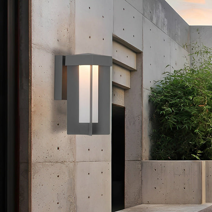 Outdoor LED Wall Sconce, Waterproof Geometric Sculptural, Rustic Modern Design for Porch/Patio/Yard