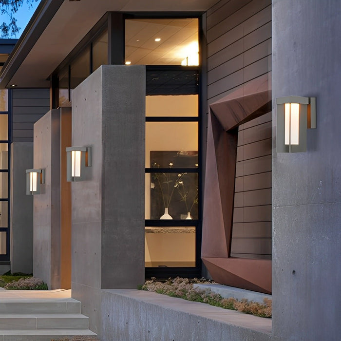 Outdoor LED Wall Sconce, Waterproof Geometric Sculptural, Rustic Modern Design for Porch/Patio/Yard