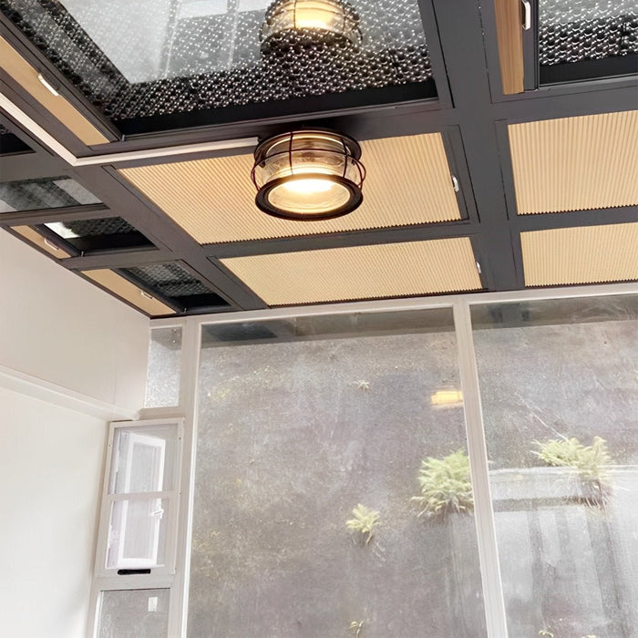 Rustic Modern Outdoor Ceiling Light, Super Bright LED, Black Round for Patio/Sunroom/Courtyard
