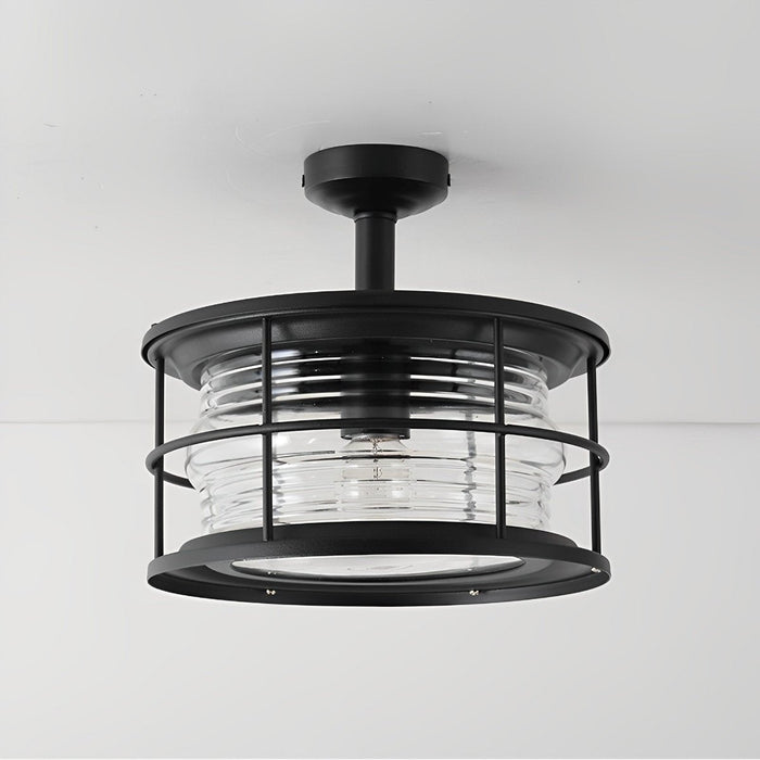 Rustic Modern Outdoor Ceiling Light, Super Bright LED, Black Round for Patio/Sunroom/Courtyard