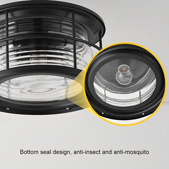 Rustic Modern Outdoor Ceiling Light, Super Bright LED, Black Round for Patio/Sunroom/Courtyard