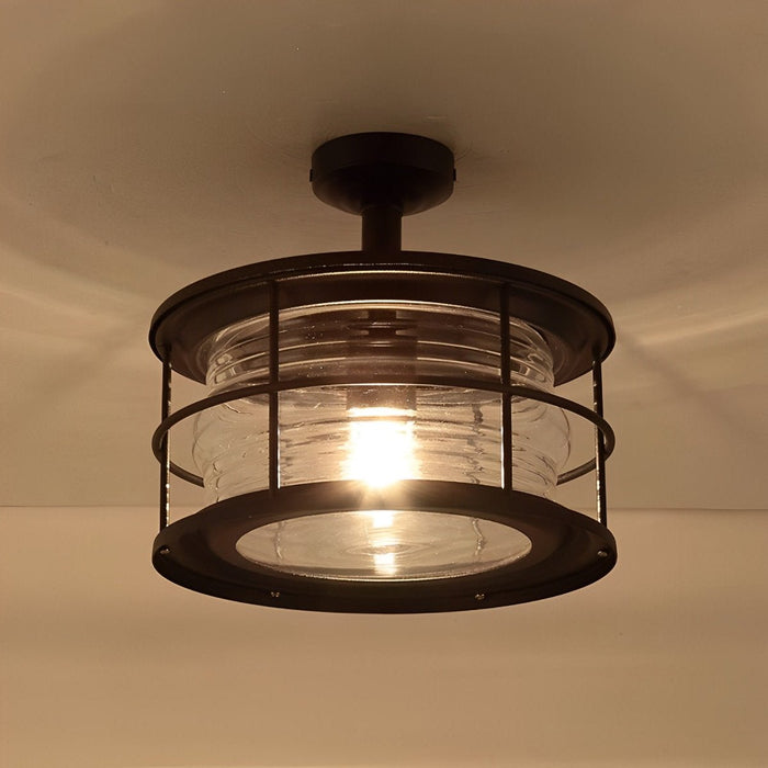 Rustic Modern Outdoor Ceiling Light, Super Bright LED, Black Round for Patio/Sunroom/Courtyard