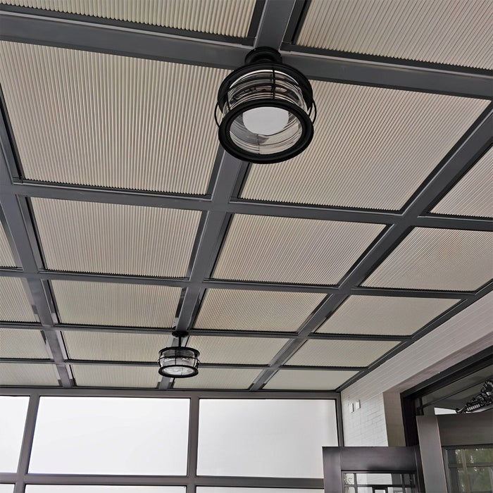 Rustic Modern Outdoor Ceiling Light, Super Bright LED, Black Round for Patio/Sunroom/Courtyard