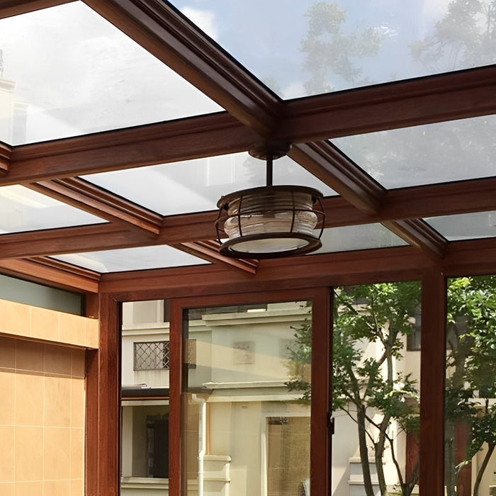 Rustic Modern Outdoor Ceiling Light, Super Bright LED, Black Round for Patio/Sunroom/Courtyard