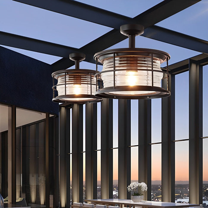 Rustic Modern Outdoor Ceiling Light, Super Bright LED, Black Round for Patio/Sunroom/Courtyard