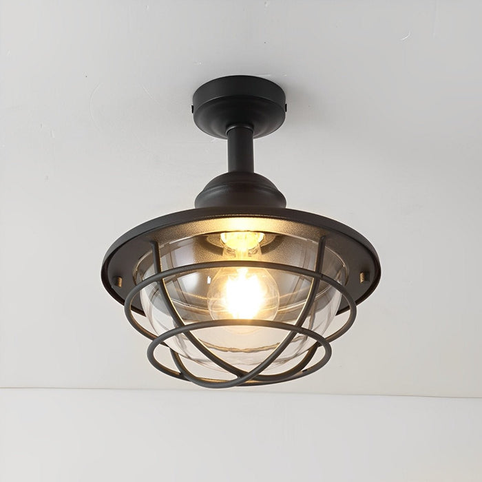 Rustic Modern Outdoor Ceiling Light, Super Bright LED, Black Round for Patio/Sunroom/Courtyard