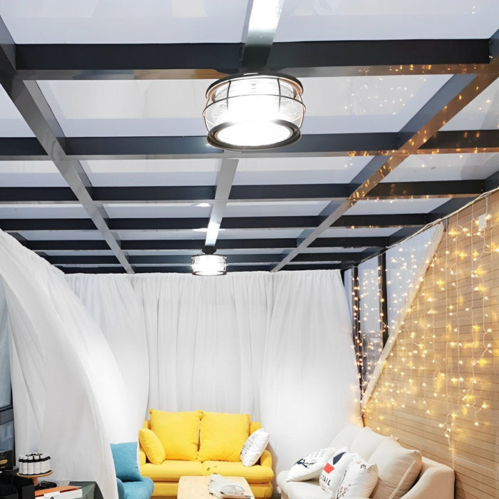 Rustic Modern Outdoor Ceiling Light, Super Bright LED, Black Round for Patio/Sunroom/Courtyard