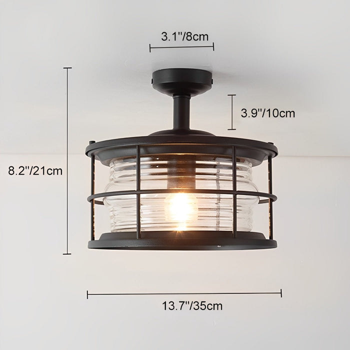 Rustic Modern Outdoor Ceiling Light, Super Bright LED, Black Round for Patio/Sunroom/Courtyard