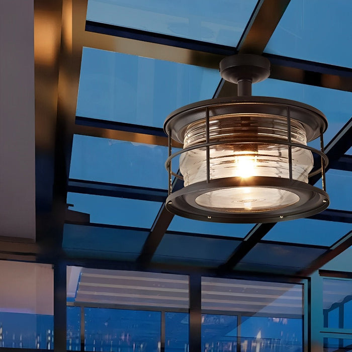 Rustic Modern Outdoor Ceiling Light, Super Bright LED, Black Round for Patio/Sunroom/Courtyard