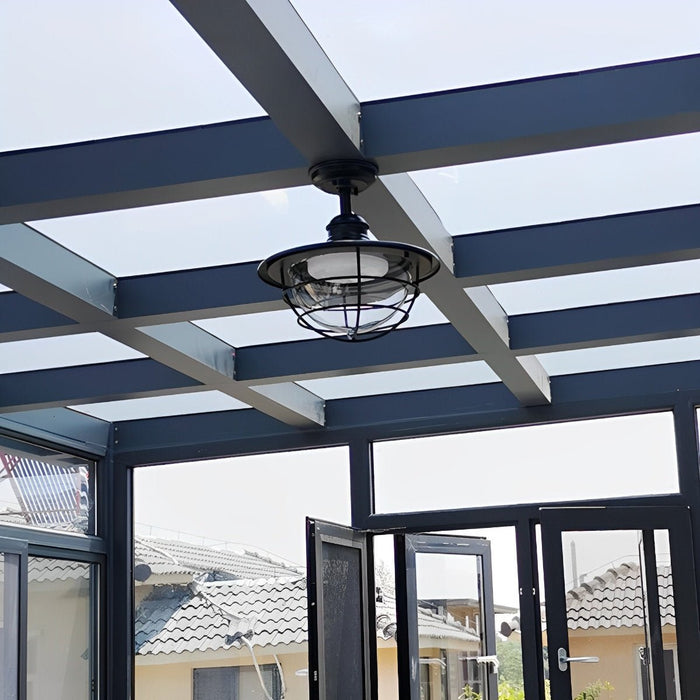 Rustic Modern Outdoor Ceiling Light, Super Bright LED, Black Round for Patio/Sunroom/Courtyard