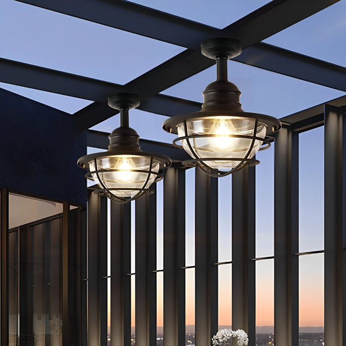 Rustic Modern Outdoor Ceiling Light, Super Bright LED, Black Round for Patio/Sunroom/Courtyard