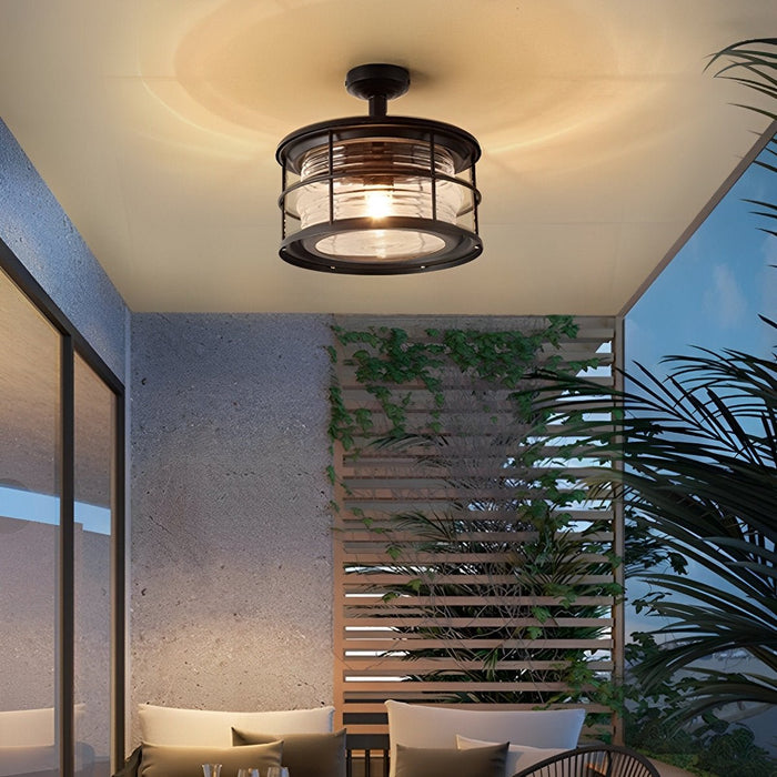 Rustic Modern Outdoor Ceiling Light, Super Bright LED, Black Round for Patio/Sunroom/Courtyard