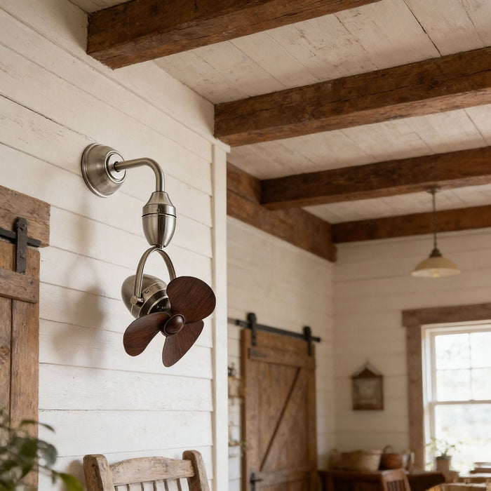 6-Speed Reversible Wall Fan, Oscillating Swing, Remote Control, Rustic Modern, Living Room/Bedroom