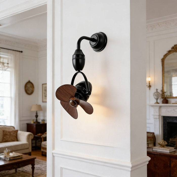 6-Speed Reversible Wall Fan, Oscillating Swing, Remote Control, Rustic Modern, Living Room/Bedroom