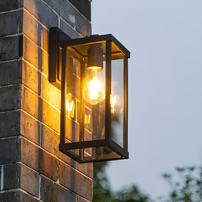 Solar Rustic Rectangular Outdoor LED Porch Wall Sconce - Waterproof Exterior Light Fixture