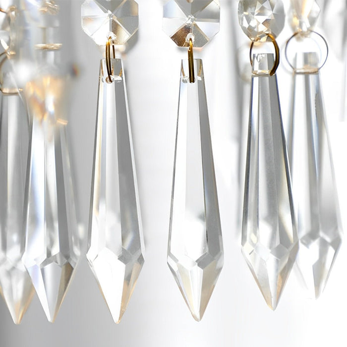 Rustic Retro Flower Crystal Chandelier Lighting - Vintage Brass Pendant Light