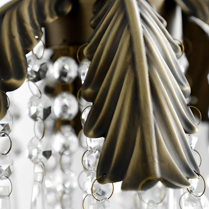 Rustic Retro Flower Crystal Chandelier Lighting - Vintage Brass Pendant Light