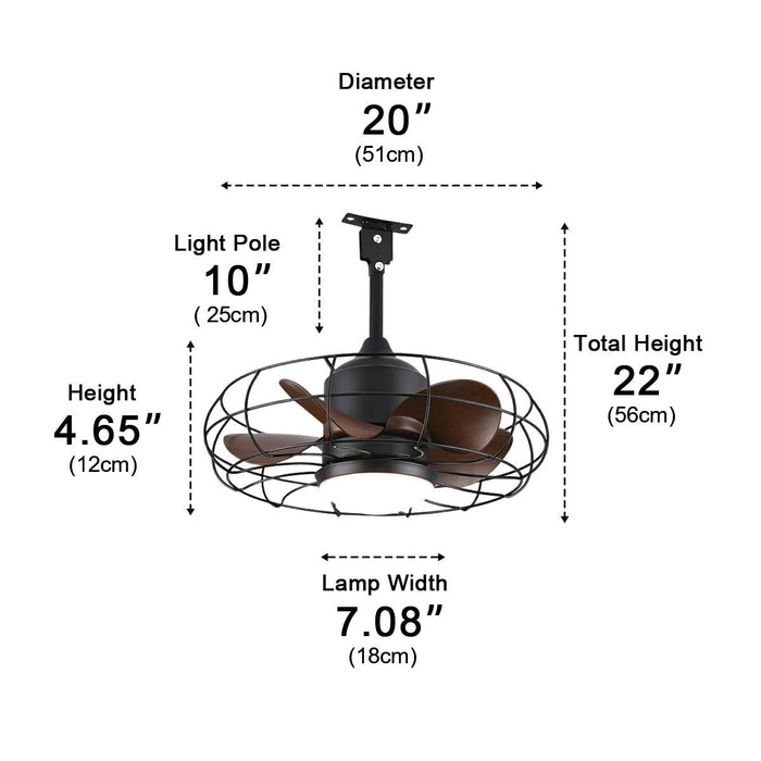 Rustic Round Outdoor DC Motor Reverse Ceiling Fan Light - Remote Control, All-Season Airflow