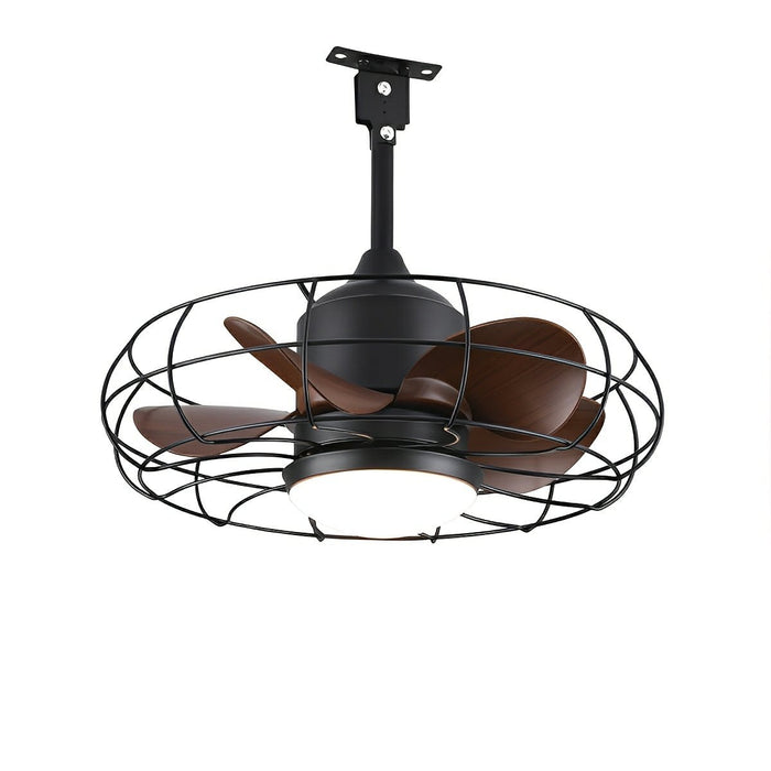 Rustic Round Outdoor DC Motor Reverse Ceiling Fan Light - Remote Control, All-Season Airflow