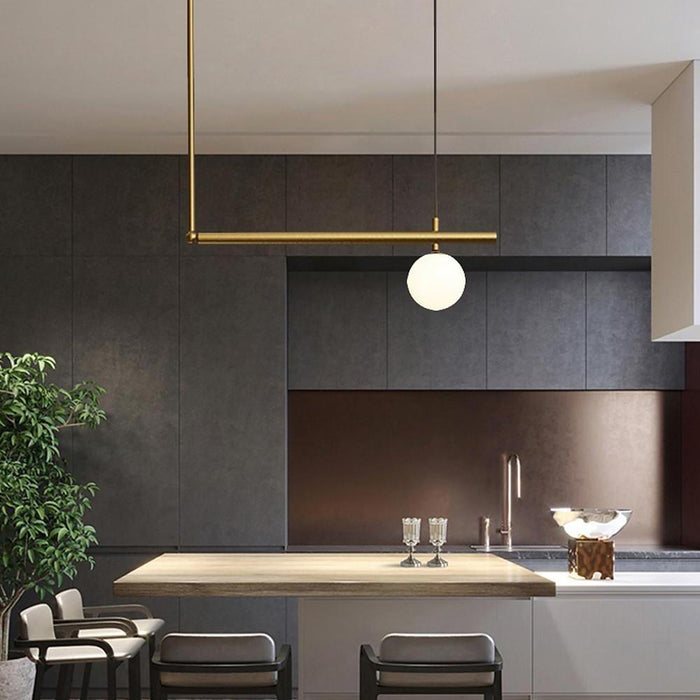 Linear Globe Dining Room Chandeliers Copper Glass Island Kitchen