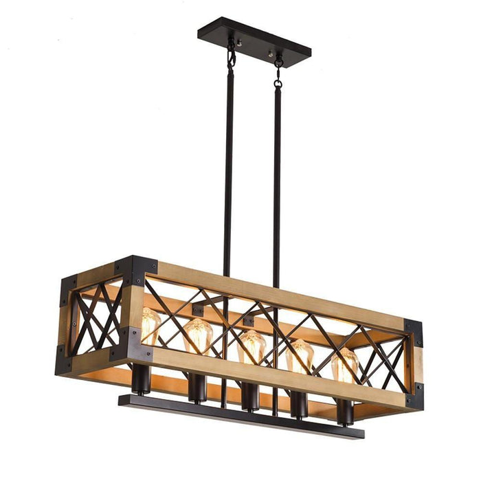 Linear Rectangle Wood Chandelier Gazebo Chandelier for Kitchen Dining Room