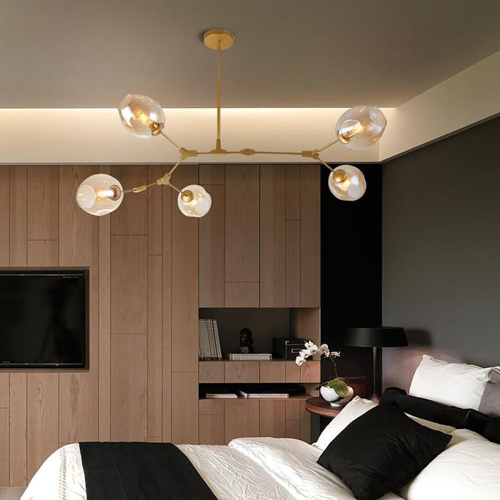 Nordic Branches Bubble Sputnik Chandelier - 5 to 11 Lights. Gold Finish