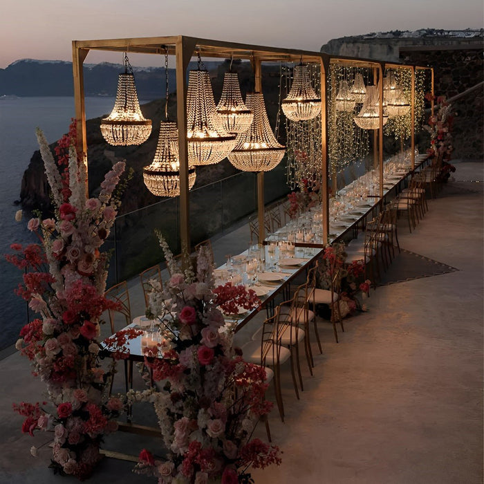 Crystal Chandelier Set - Outdoor Wedding Lighting - Luxury Standing Lamp - Waterproof Event Decor