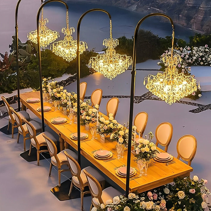 Crystal Chandelier Set - Outdoor Wedding Lighting - Luxury Standing Lamp - Waterproof Event Decor