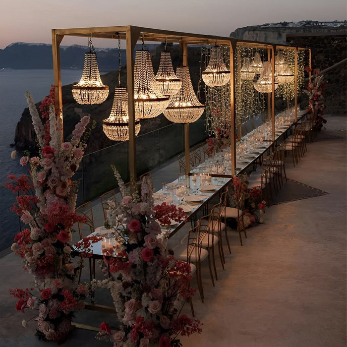 Crystal Chandelier Set - Outdoor Wedding Lighting - Luxury Standing Lamp - Waterproof Event Decor
