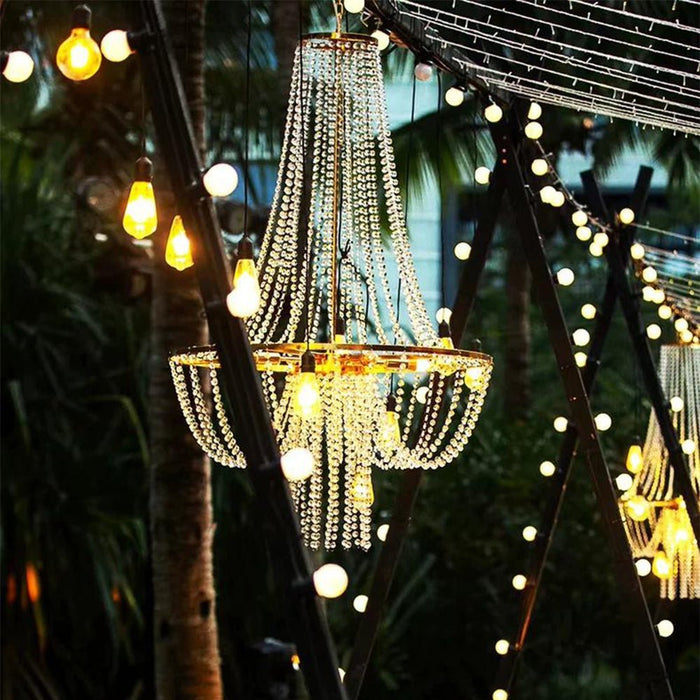 Crystal Chandelier Set - Outdoor Wedding Lighting - Luxury Standing Lamp - Waterproof Event Decor