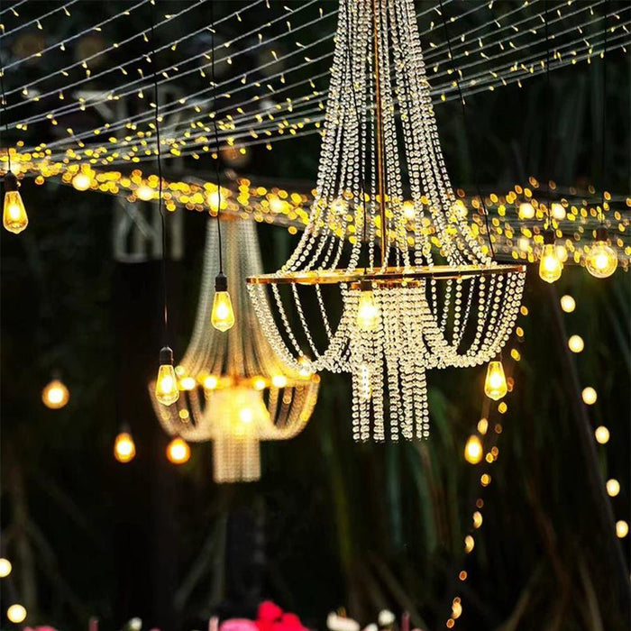Crystal Chandelier Set - Outdoor Wedding Lighting - Luxury Standing Lamp - Waterproof Event Decor